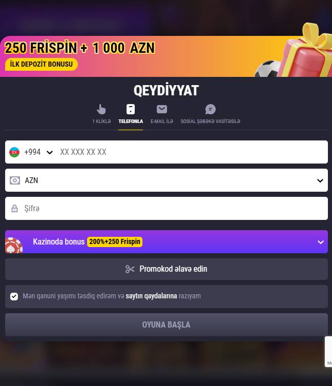 İstənilən əlverişli üsulu seçin və veb saytında qeydiyyatdan keçin.